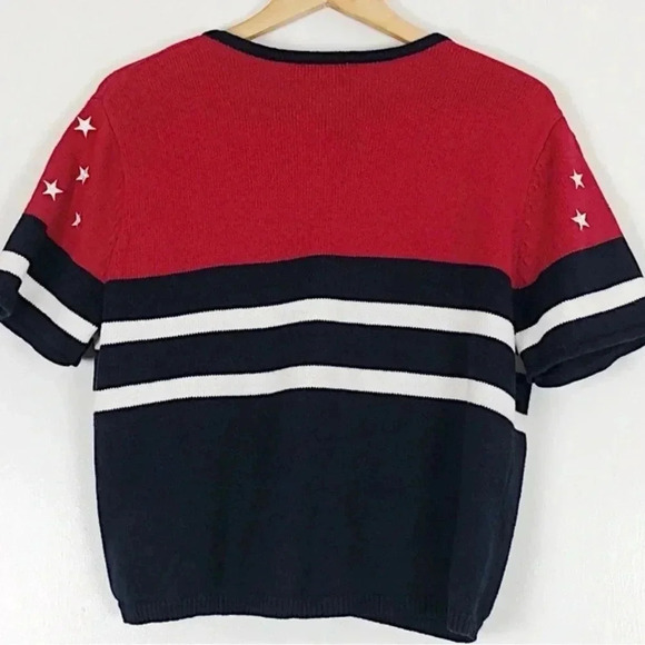 Vintage Norton Studio American Flag Knit Sweater Cardigan Short Sleeves … - Picture 15 of 16